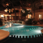 Pool view in the evening